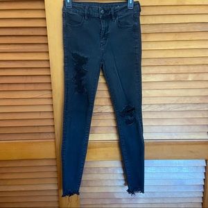American Eagle Ripped Black Skinny Jeans Size 4